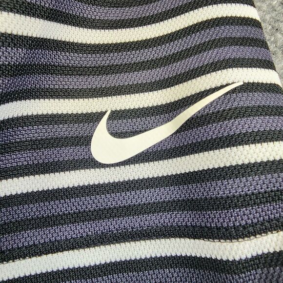 Nike Shirt Mens XL Black Gray Striped Polo Dri-Fit Standard Short Sleeve Logo - Picture 9 of 14